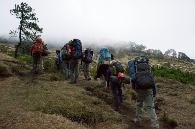 Backpackers Ascending Taljumulco